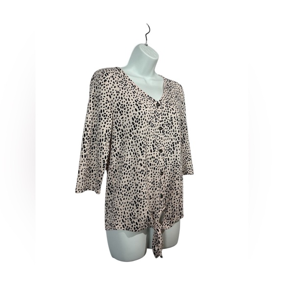 Reitmans, Knit Cropped Cardigan, Small, Pink, Black & White - Picture 6 of 8